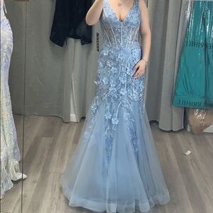 Blue flower jovani prom dress